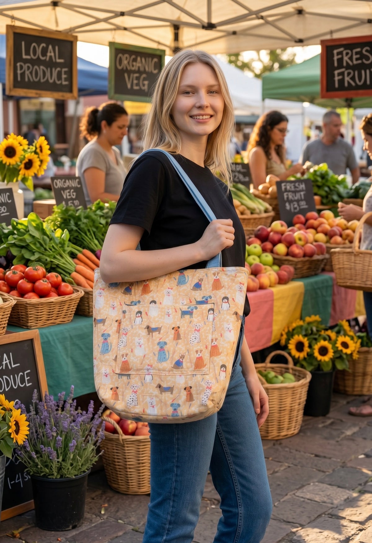 Dogs on Walks with Bows Tote Bag